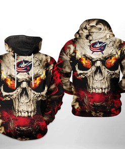 Personalized Columbus Blue Jackets Nhl Skull 3D All Over Print Zip Up Hoodie Option Present