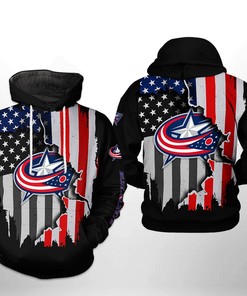 Personalized Columbus Blue Jackets Nhl Us Flag Team 3D All Over Print Zip Up Hoodie Option Present
