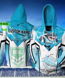 Personalized Cronulla Sutherland Sharks Nrl Lightning Custom 3D All Over Print Hoodie