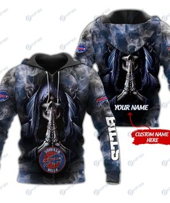 Personalized Custom 3D Hoodie Buffalo Bills Skull Nfl Custom Name 3D All Over Print Hoodie