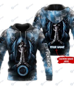 Personalized Custom 3D Hoodie Carolina Panthers Skull Nfl Custom Name 3D All Over Print Hoodie