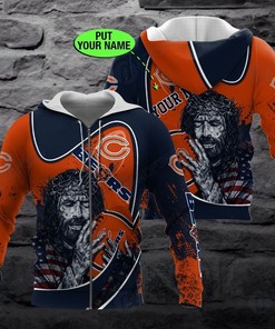 Personalized Custom 3D Hoodie Chicago Bears Nfl Custom Name 3D All Over Print Zip Up Hoodie Option
