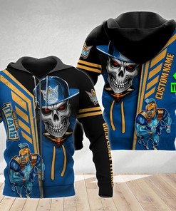 Personalized Custom 3D Hoodie Gold Coast Titans Nrl Skull Cap Custom Name 3D All Over Print Zip Up Hoodie Option