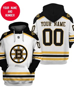 Personalized Custom Name And Number Nhl Boston Bruins White For Fans 3D All Over Print Zip Up Hoodie Option
