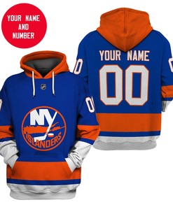 Personalized Custom Name And Number Nhl New York Islanders Navy For Fans 3D All Over Print Zip Up Hoodie Option
