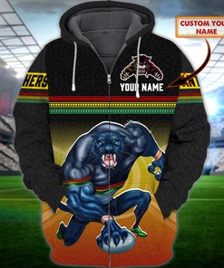 Personalized Custom Name Nrl Penrith Panthers For Fans 3D All Over Print Zip Up Hoodie Option