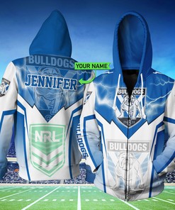 Personalized Custom Name Sports Canterbury Bankstown Bulldogs Lightning New Nrl 3D All Over Print Zip Up Hoodie Option