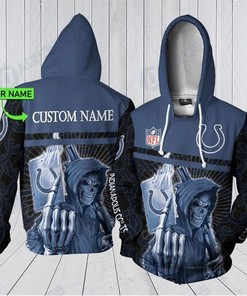 Personalized Custom Name Sports Indianapolis Colts Nfl Skull 3D All Over Print Zip Up Hoodie Option
