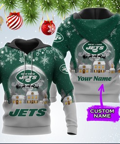 Personalized Custom New York Jets 3D Hoodie Zip Hoodie, Christmas Nfl 3D All Over Print Hoodie Zip Hoodie
