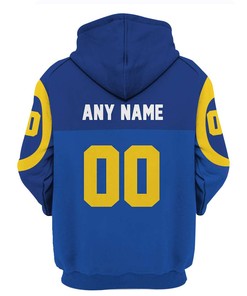 Personalized Custom Number Nfl Los Angeles Rams 3D All Over Print Zip Up Hoodie Option