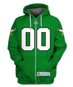 Personalized Custom Number Nfl Philadelphia Eagles 3D All Over Print Zip Up Hoodie Option