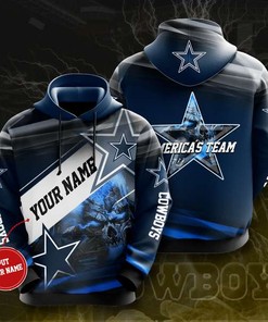 Personalized Dallas Cowboys American Football Team Nfl Custom Name 3D All Over Print Zip Up Hoodie Option