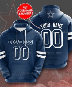 Personalized Dallas Cowboys Nfl Name And Number 3D Printed Pullover Zip Up Hoodie