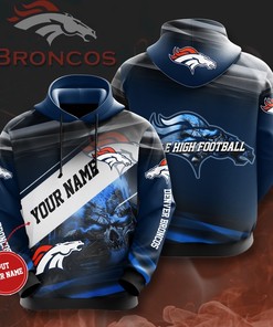 Personalized Denver Broncos American Football Franchise Nfl Hoodie 3D Custom Name 3D All Over Print Zip Up Hoodie Option