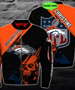 Personalized Denver Broncos Nfl Skull Custom 3D All Over Print Hoodie Gifts For Men Women