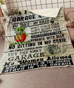 Personalized Garage Rules Rat Fink Blanket
