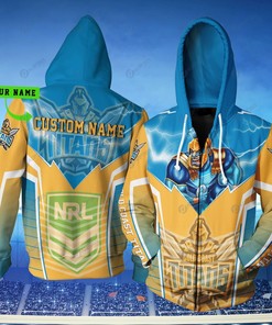 Personalized Gold Coast Titan Nrl Lightning Mascot Custom 3D All Over Print Hoodie
