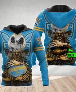 Personalized Gold Coast Titans 3D Hoodie Nrl 3D Hoodie Jack Skellington Custom Name 3D All Over Printed Hoodie