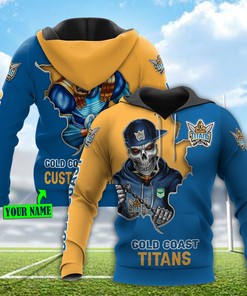 Personalized Gold Coast Titans 3D Hoodie Nrl Custom Name 3D All Over Printed Hoodie
