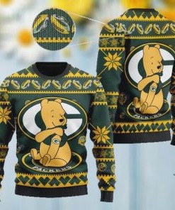 Personalized Green Bay Packers Nfl American Football Team Logo Cute Winnie The Pooh Bear 3D All Over Print Hoodie