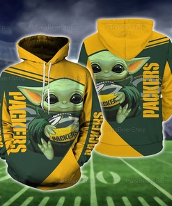 Personalized Green Bay Packers Nfl Baby Yoda Hoodie, Full Size Hoodie, Gifts For Mom 3D All Over Printed Hoodie
