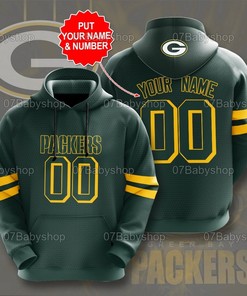 Personalized Green Bay Packers Nfl Custom Name 3D Printed Pull Over Hoodie, Zip Up Hoodie