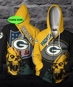 Personalized Green Bay Packers Nfl Skull Custom 3D All Over Print Hoodie