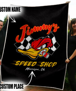 Personalized Hot Rod Garage Woody Mr Horsepower Woodpecker Blanket