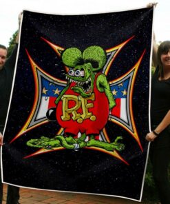 Personalized Hot Rod Rat Fink Kustom Garage Blanket