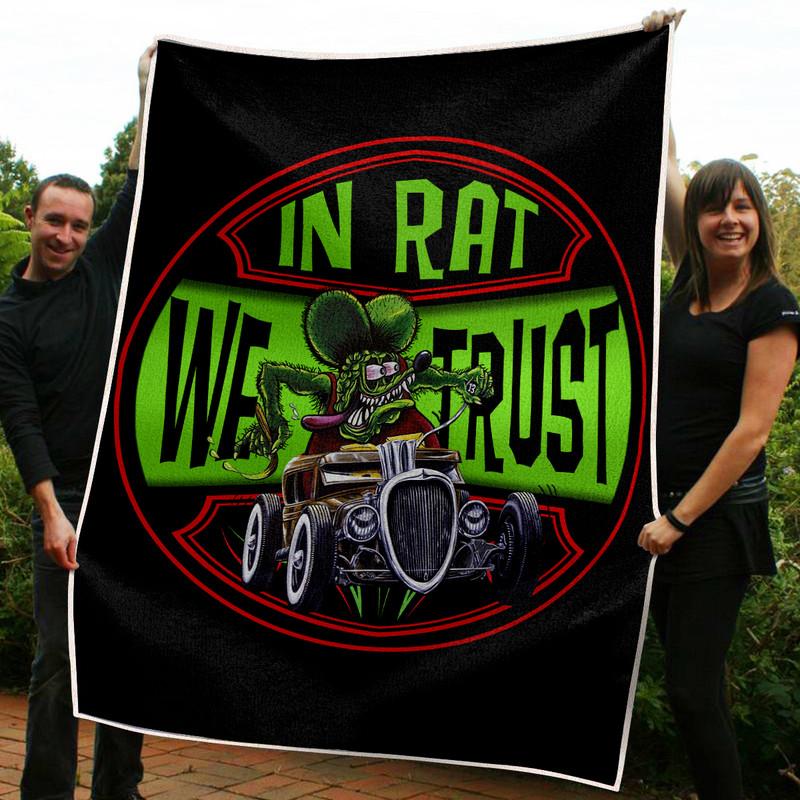 Personalized In Rat We Trust Rat Fink Blanket