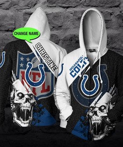 Personalized Indianapolis Colts Nfl Skull Custom 3D All Over Print Hoodie