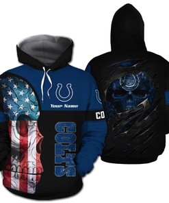 Personalized Indianapolis Colts Skull 3D Hoodie Zip Hoodie, Nfl 3D All Over Print Hoodie Zip Hoodie
