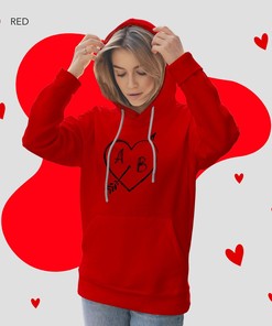 Personalized Initials Valentines Day Hoodie, Custom Girl Boy Valentines Day Gift idea Hoodie, Happy Valentines Party Heart Love Hoodie
