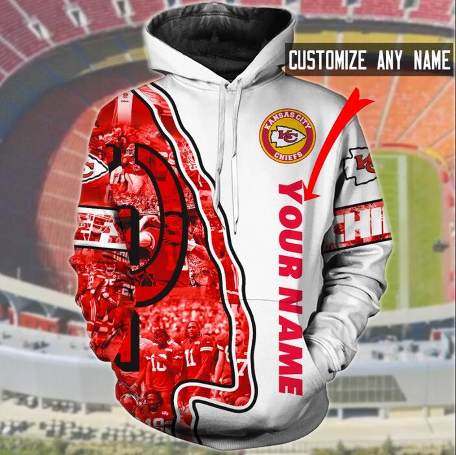 Personalized Kansas City Chiefs Nfl Custom 3D All Over Print Zip Up Hoodie Option
