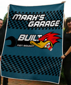 Personalized Kustom Kultrure Old School Hot Rod Mr. Horsepower Built Not Bought Garage Blanket