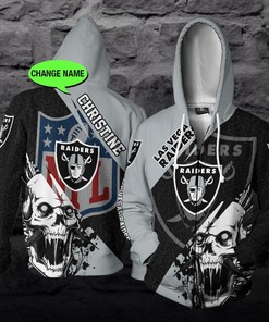 Personalized Las Vegas Raiders Nfl Skull Custom 3D All Over Print Hoodie