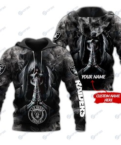 Personalized Las Vegas Raiders Skull Nfl Custom 3D All Over Print Hoodie