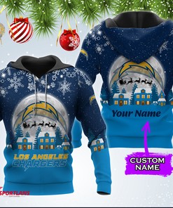 Personalized Los Angeles Chargers Christmas Unisex 3D All Over Print Zip Up Hoodienfl Zip Up Hoodie
