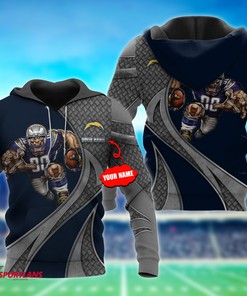Personalized Los Angeles Chargers Metal Mascot Unisex 3D All Over Print Zip Up Hoodienfl Zip Up Hoodie