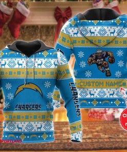Personalized Los Angeles Chargers Xmas Unisex 3D All Over Print Zip Up Hoodienfl Zip Up Hoodie