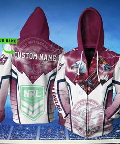 Personalized Manly Warringah Sea Eagles Nrl Lightning Mascot 3D Hoodie Custom Name 3D All Over Print Zip Up Hoodie Option