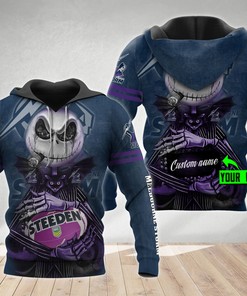 Personalized Melbourne Storm 3D Hoodie Nrl 3D Hoodie Jack Skellington Custom Name 3D All Over Printed Hoodie