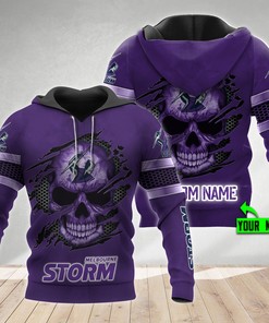 Personalized Melbourne Storm Nrl Skull Custom 3D All Over Print Hoodie