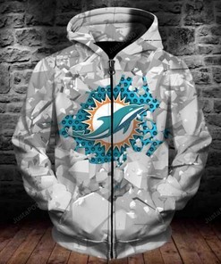 Personalized Miami Dolphins Ice Zipper Hoodie Show Your Support For Your Favorite Team