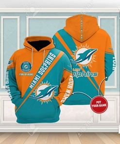 Personalized Miami Dolphins Nfl Custom Name 3D All Over Printed Hoodie