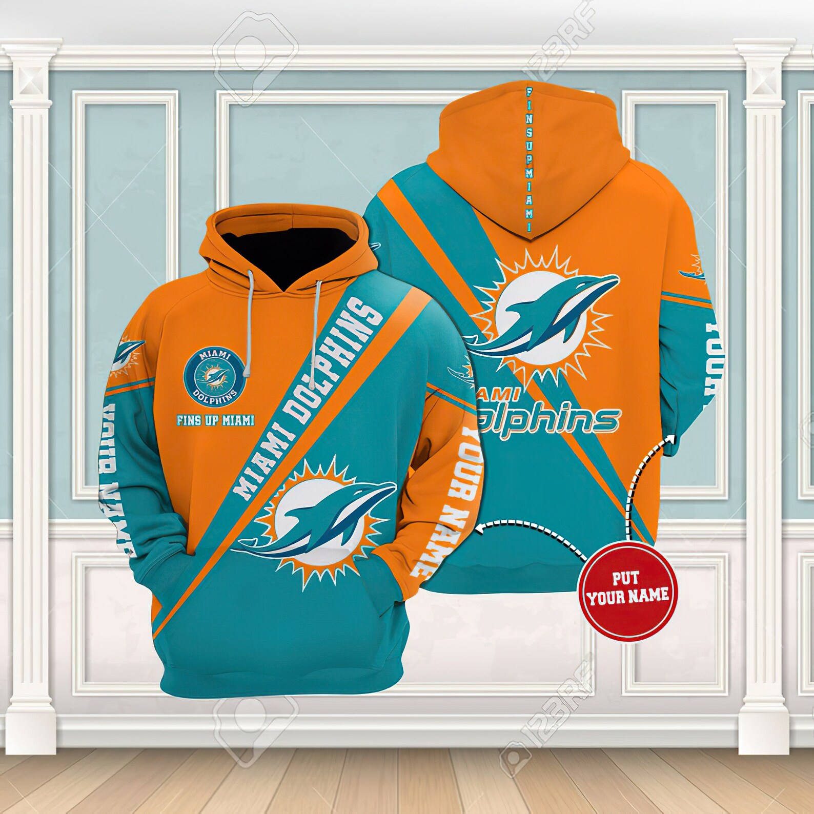 Personalized Miami Dolphins Nfl Custom Name 3D All Over Printed Hoodie