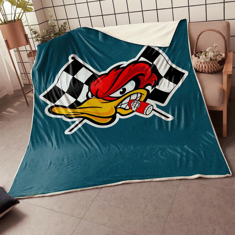 Personalized Mr. Horsepower Hot Rod Duck Speed Shop Garage Blanket