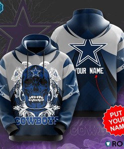 Personalized Nfl Dallas Cowboys Skull Custom Name 3D All Over Print Zip Up Hoodie Option