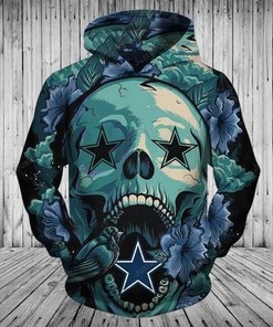 Personalized Nfl Dallas Cowboys Skull Flower 3D All Over Print Zip Up Hoodie Option