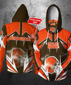 Personalized Nfl Gaiter Hoodie Cleveland Browns Gaiter Hoodie Lightning Custom Name 3D All Over Printed Hoodie